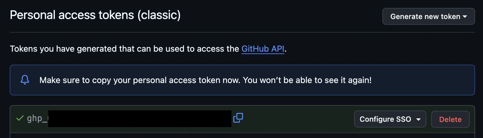 github generated token