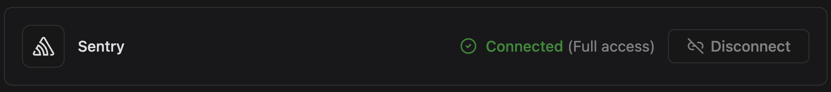 sentry integration connected