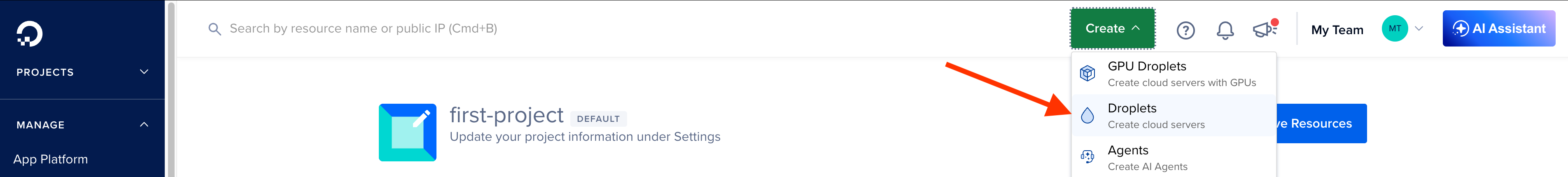 create menu dropdown