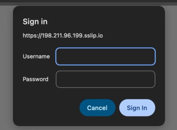 credentials request modal