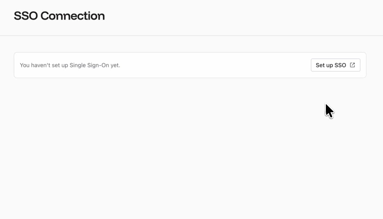 SSO Connection page showing the Set up SSO button