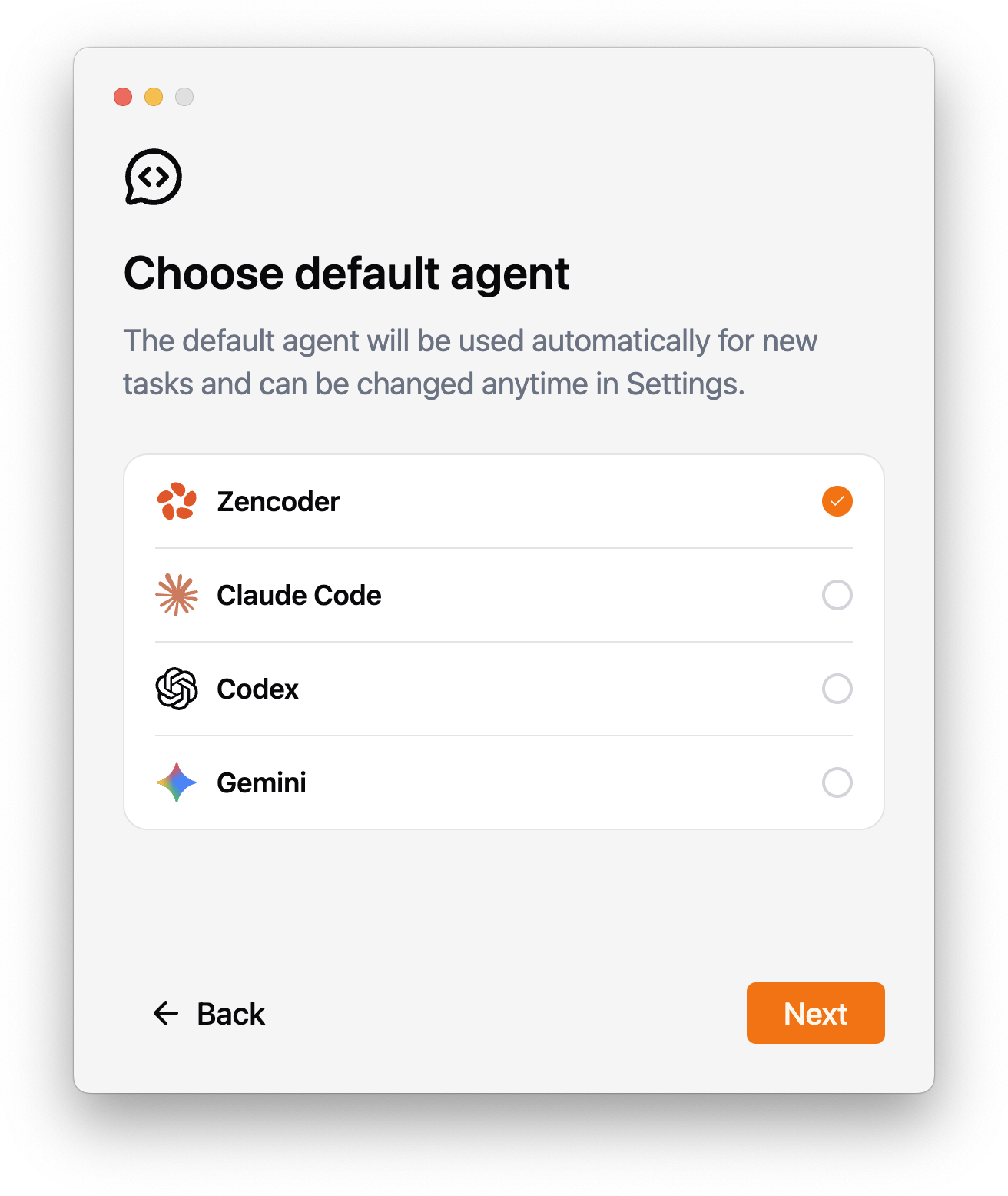 Zenflow confirming whether the selected agent is installed locally
