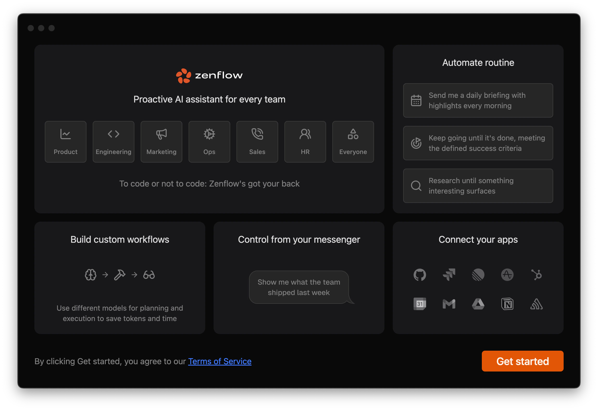 Default agent picker showing Zencoder, Claude Code, Codex, and Gemini options