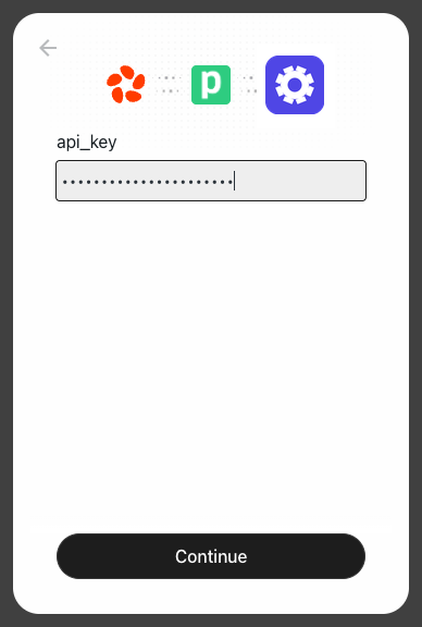 API Key Connection Screen Example