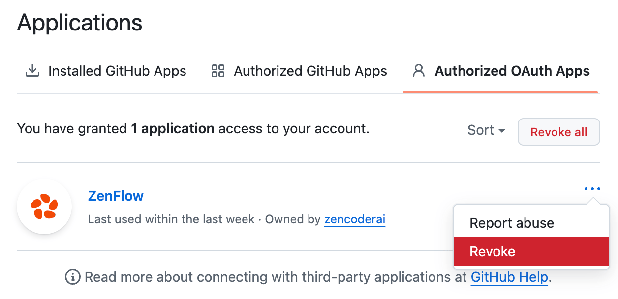 Revoking OAuth app access on GitHub
