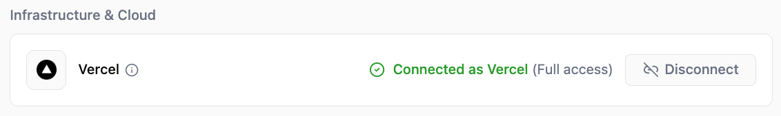 Disconnecting a connected integration in settings