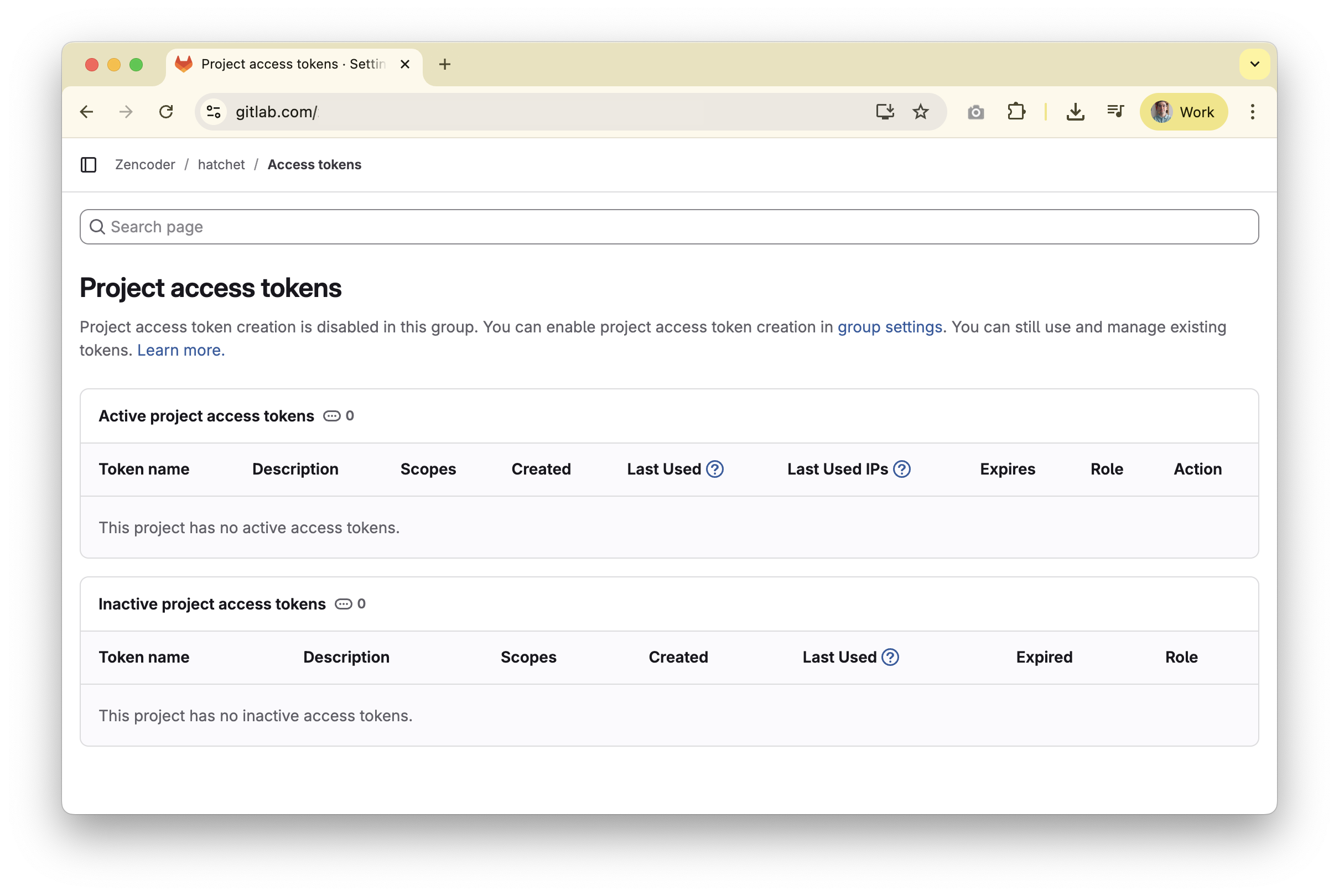 GitLab access token creation form with required scopes selected
