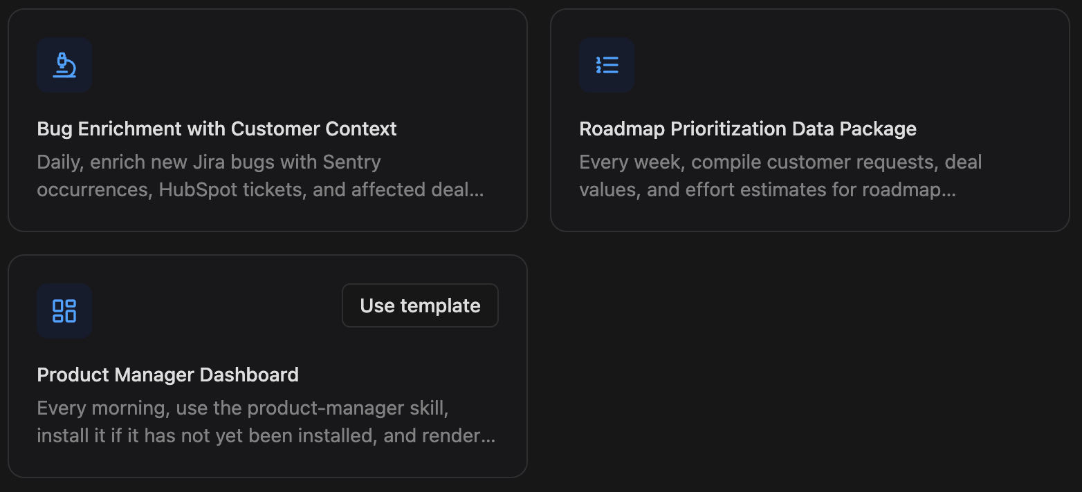 Product Manager Dashboard Template Card