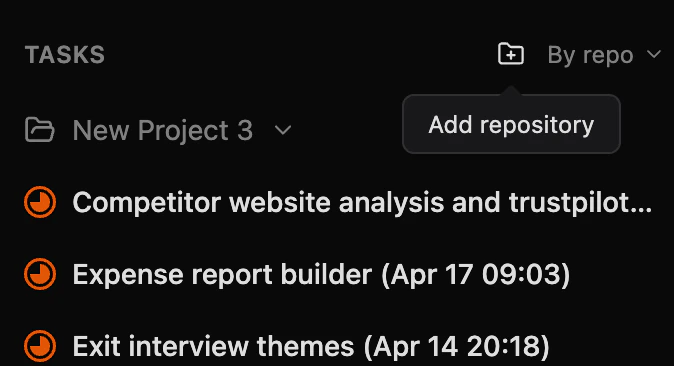 Add repository button in the Zenflow sidebar (By repo mode)