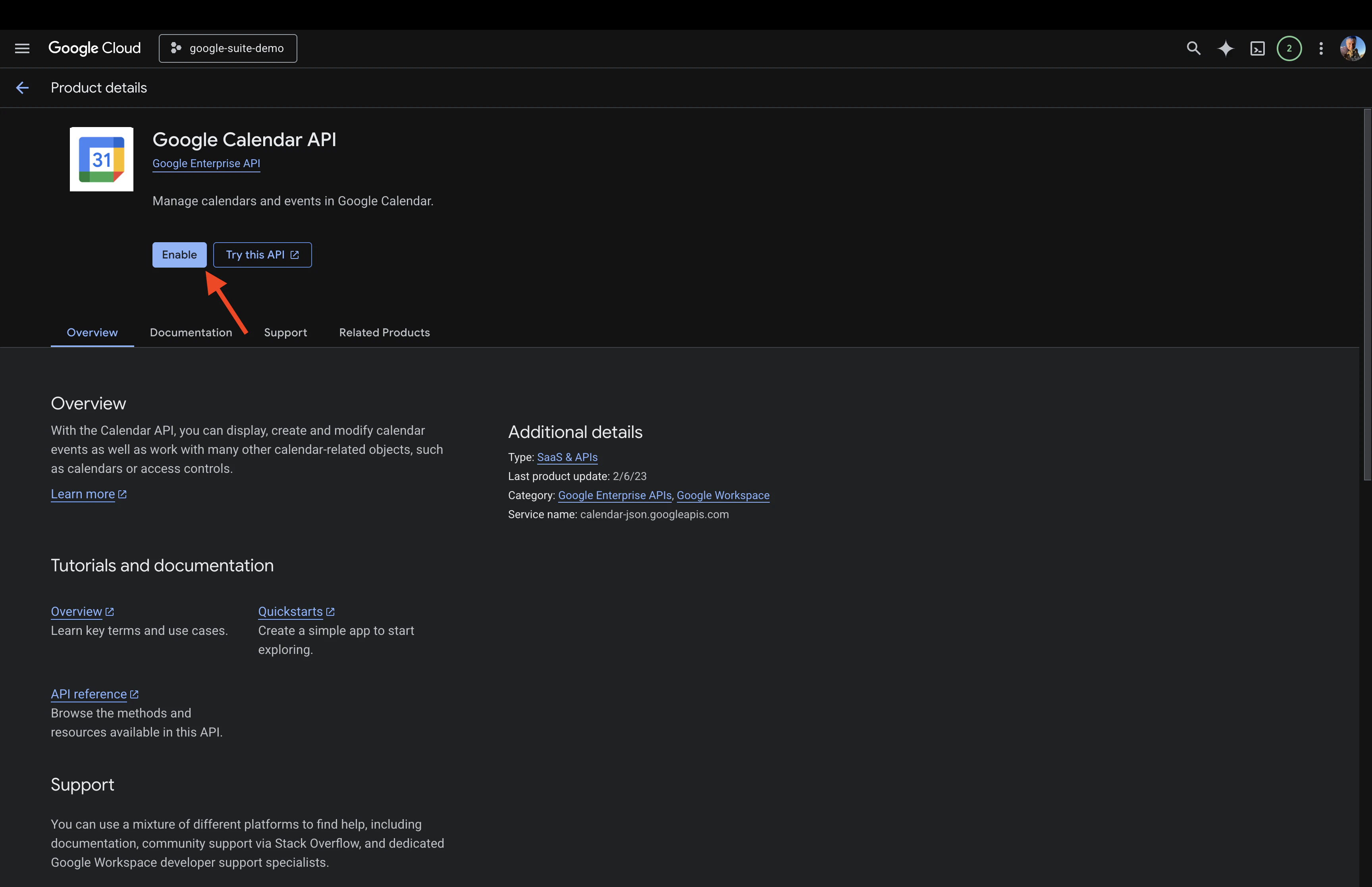 google cloud gmail api enable screen