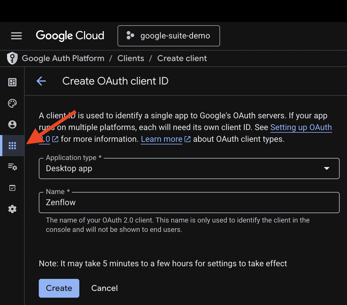 google cloud client creation
