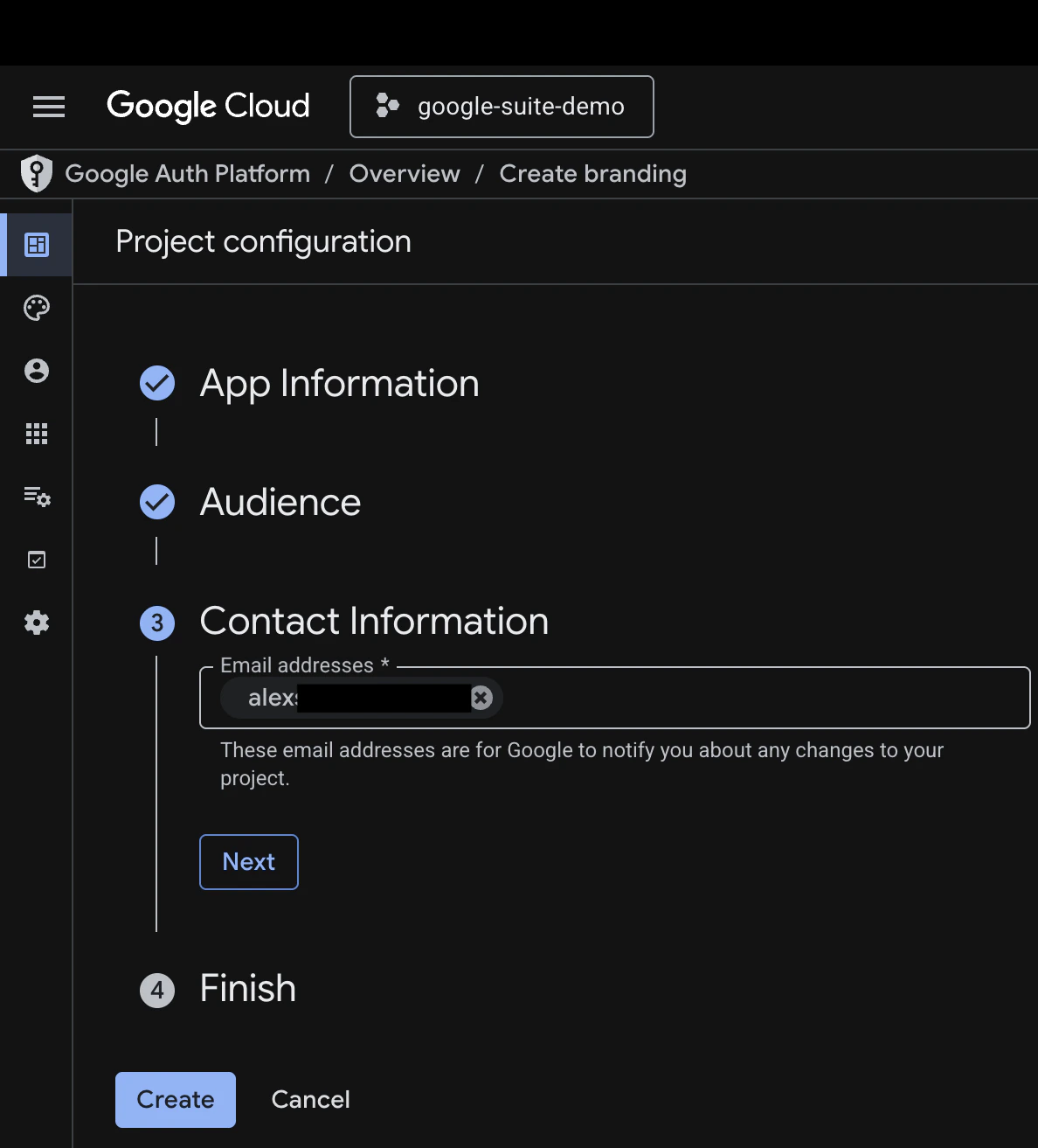 google cloud oauth project config step 3