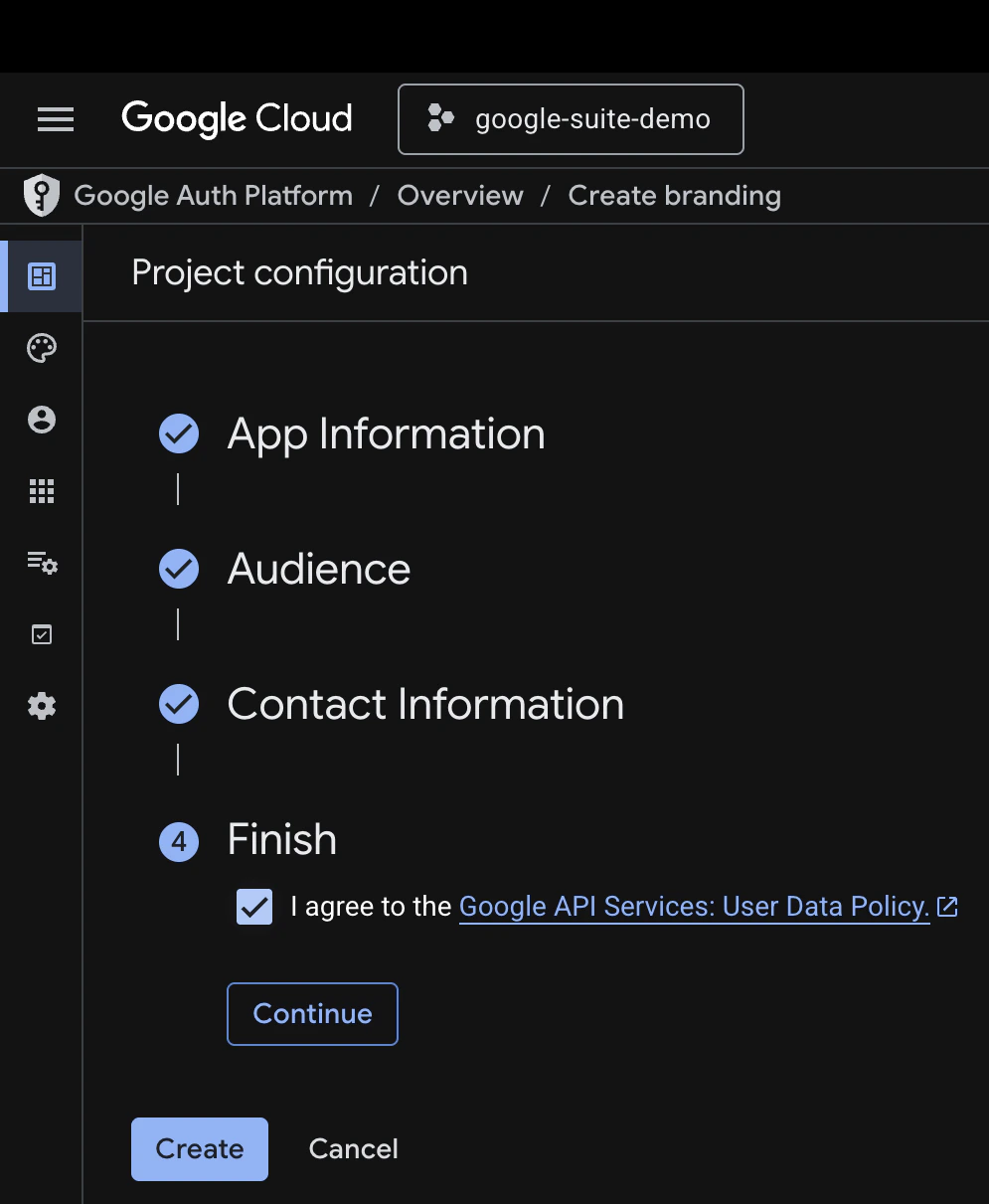 google cloud oauth project config step 4