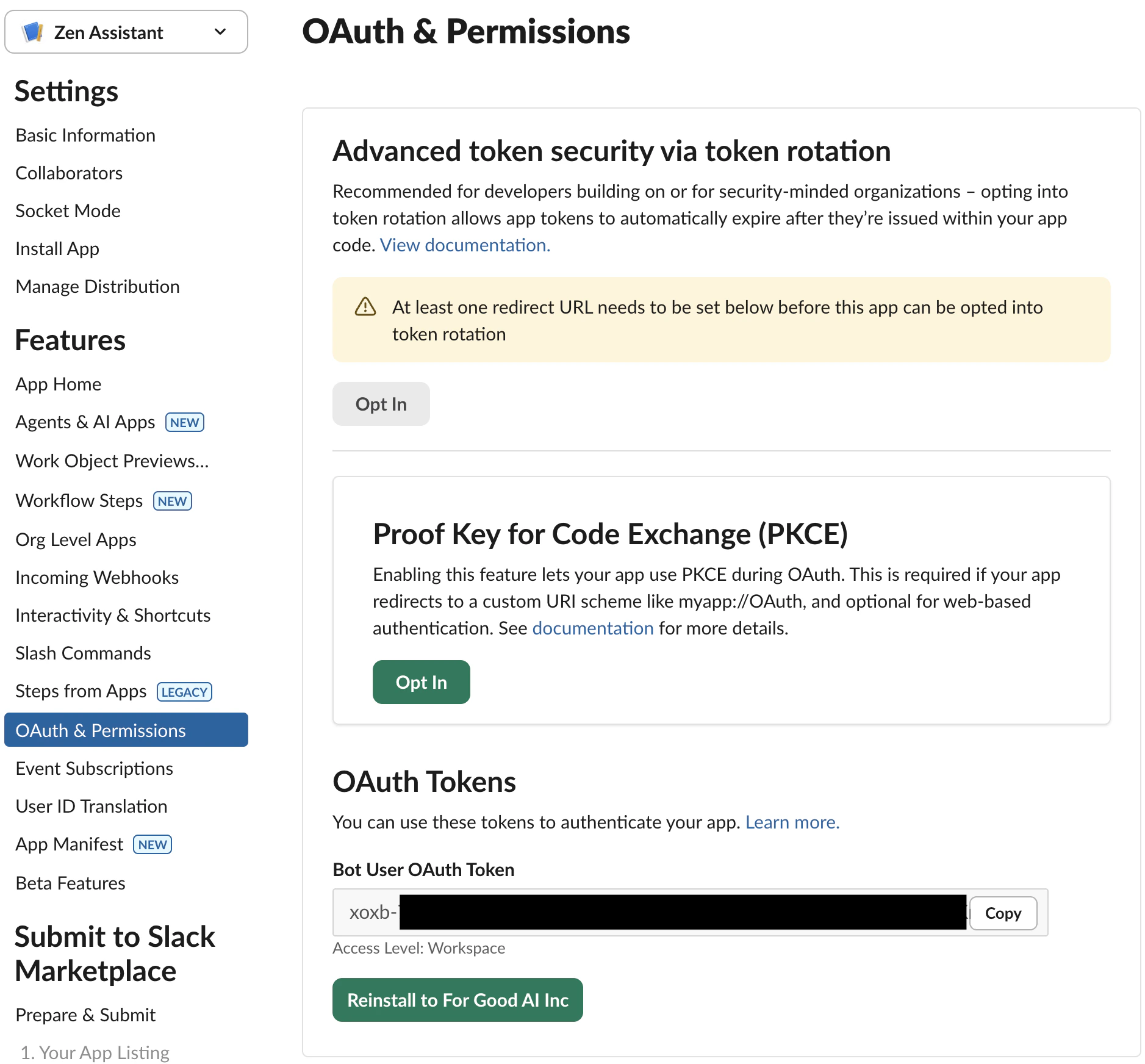 generated app level token
