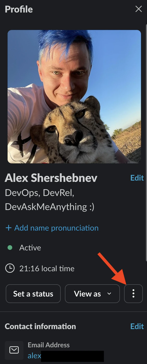 profile menu