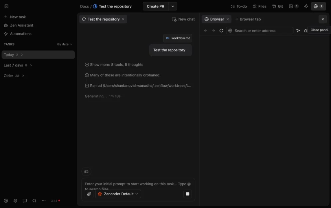 Built-in browser with address bar