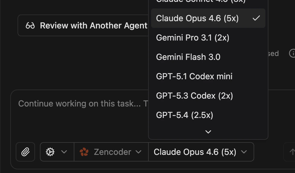 Model dropdown showing available models including Auto+, Claude, Gemini, GPT, and Grok options