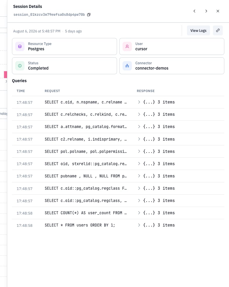 PostgreSQL session details