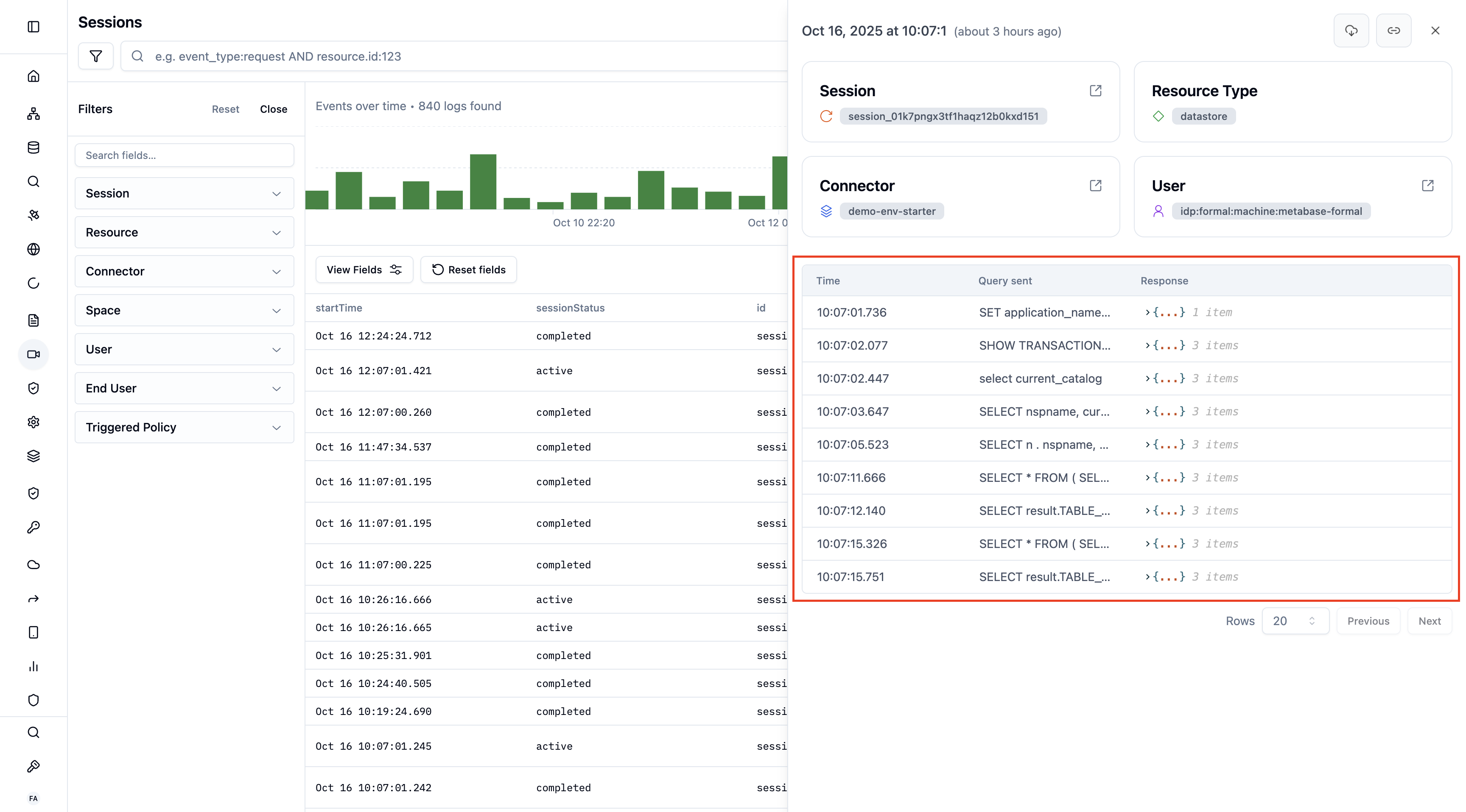 PostgreSQL session details