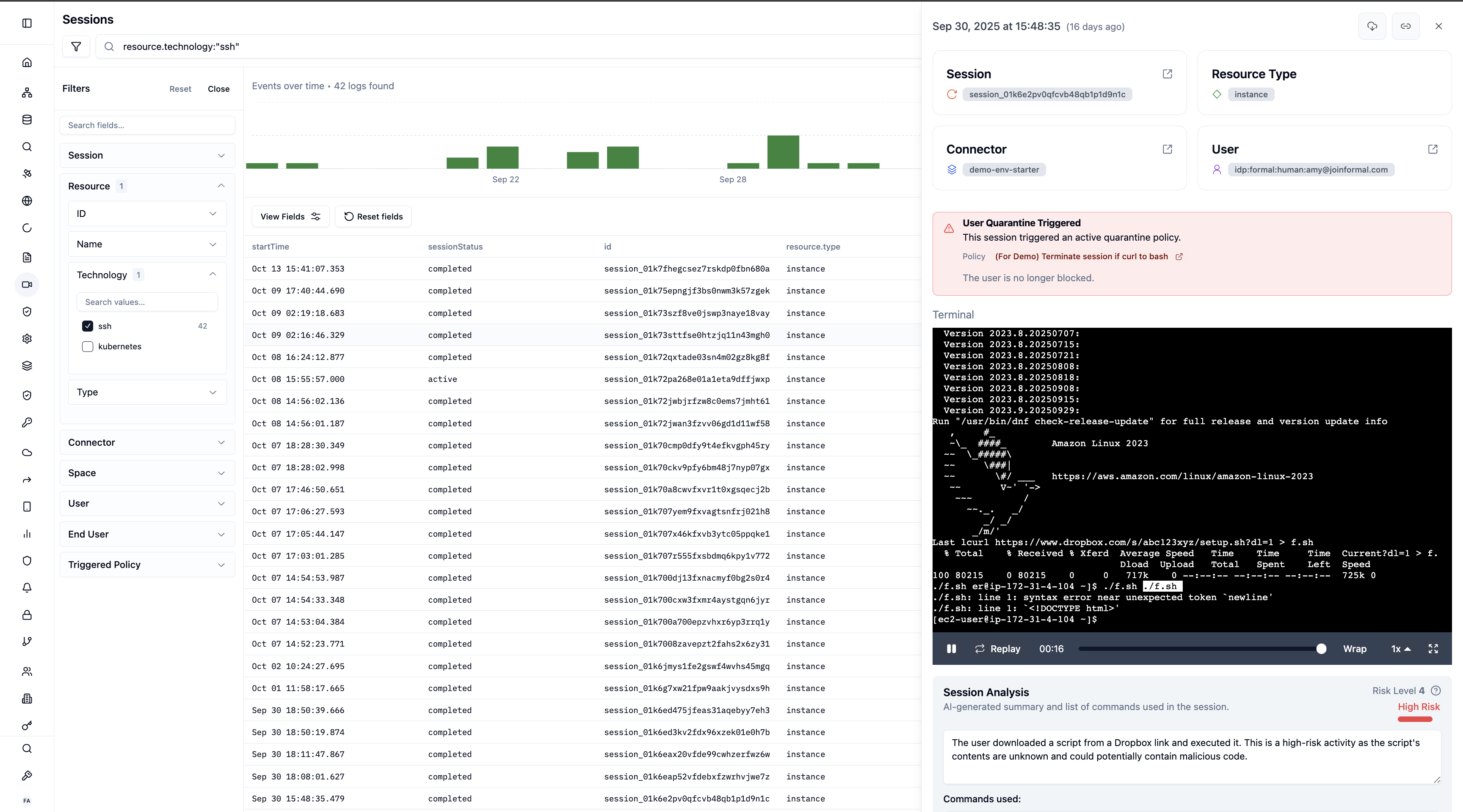 SSH session recording