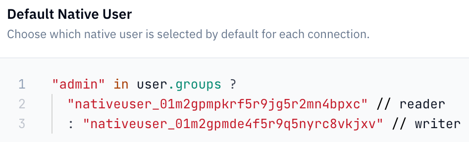 Default Native User CEL expression editor