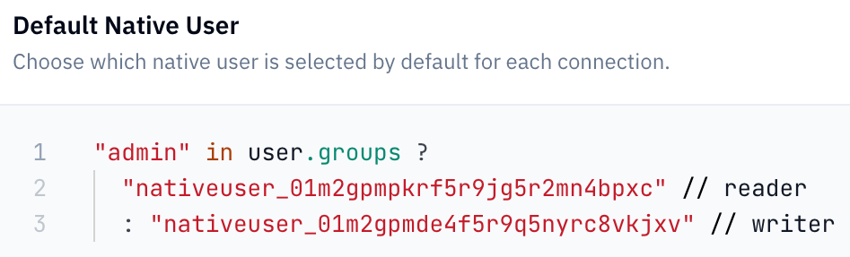 Default Native User CEL expression editor