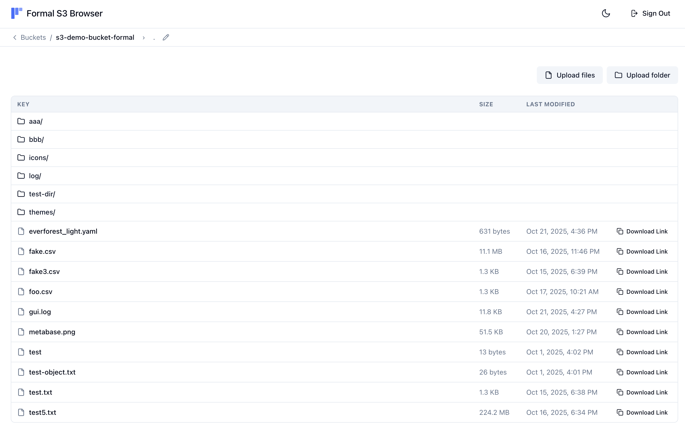 S3 Browser Files View