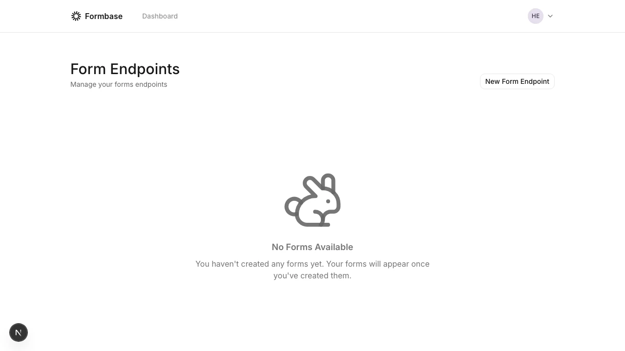 Formbase dashboard with New Form button