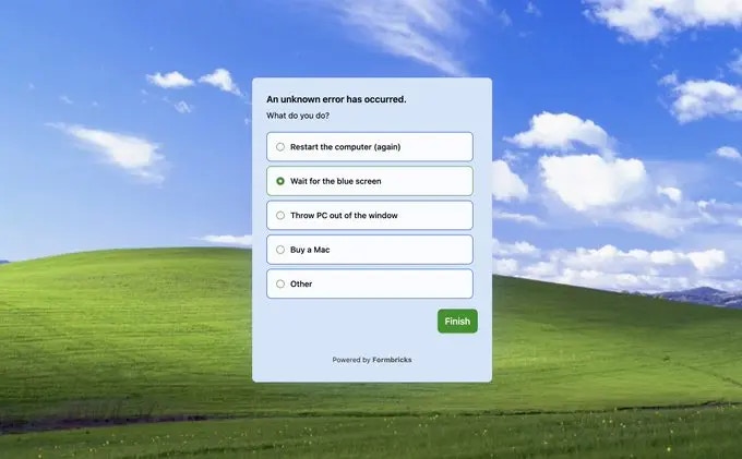 Windows XP survey example