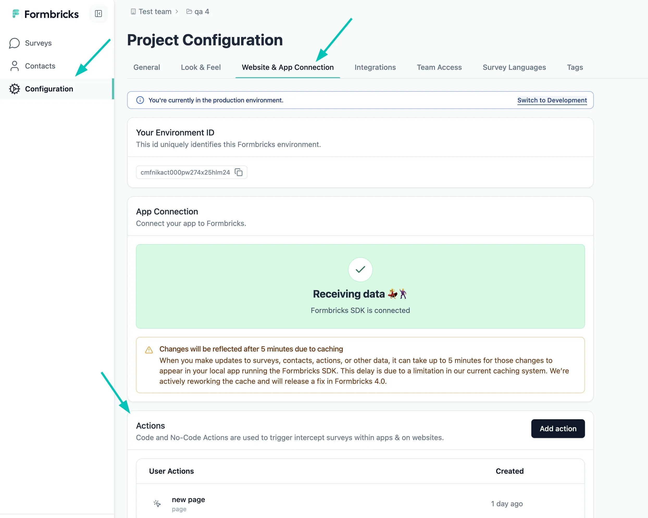 Action overview on Formbricks Open Source Survey Solution
