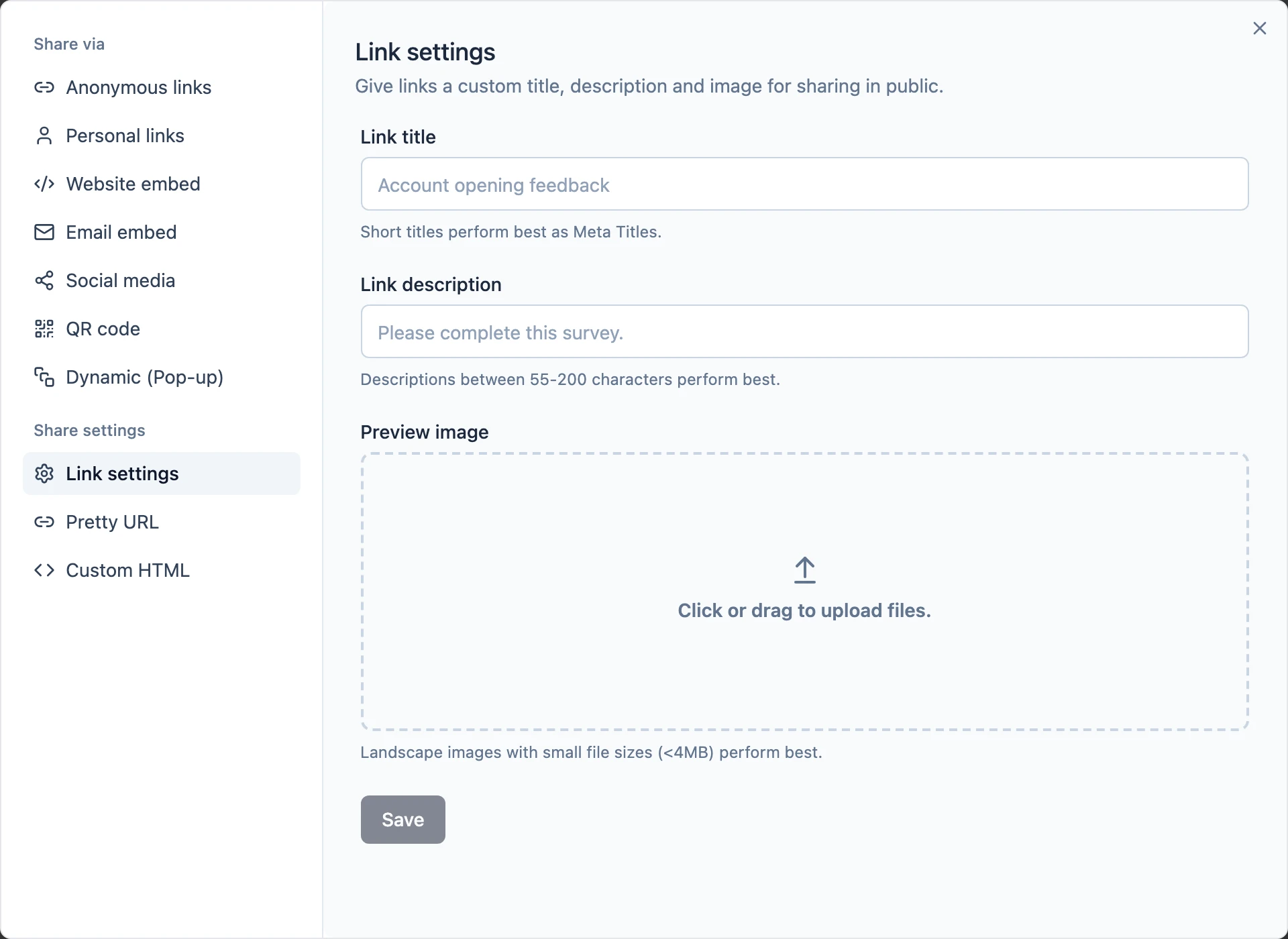 Link Settings