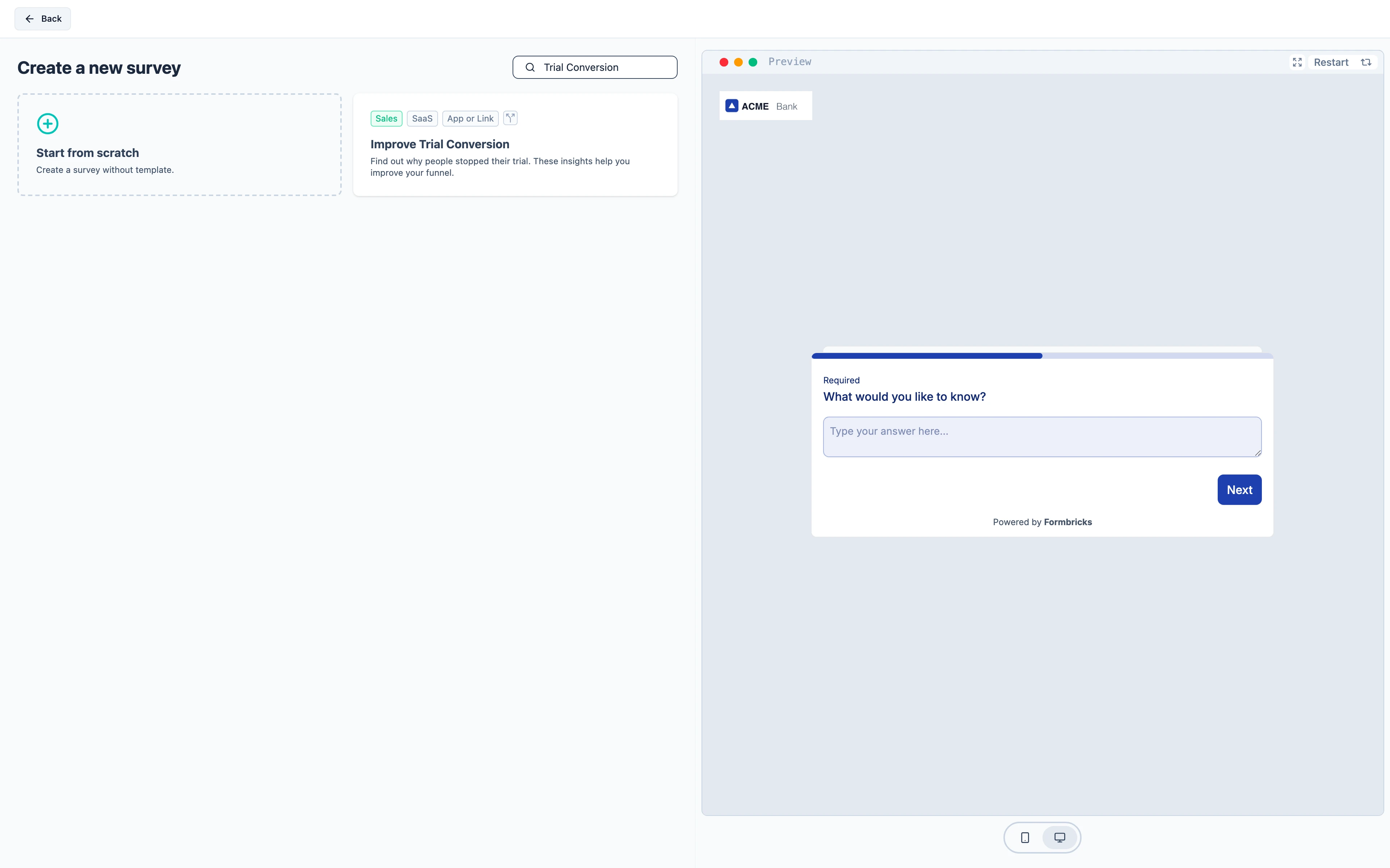 The Trial Conversion template in the template picker