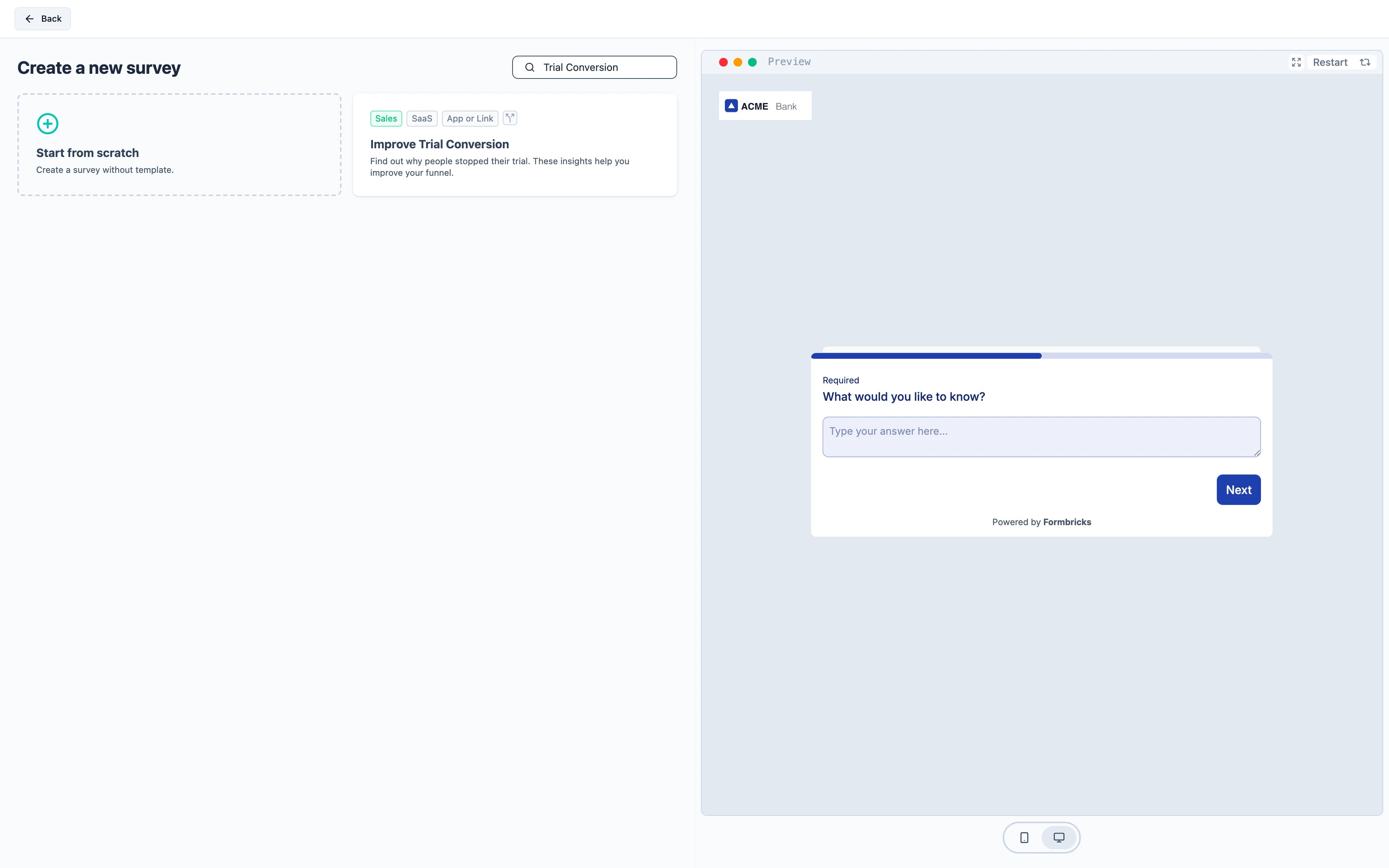 The Trial Conversion template in the template picker
