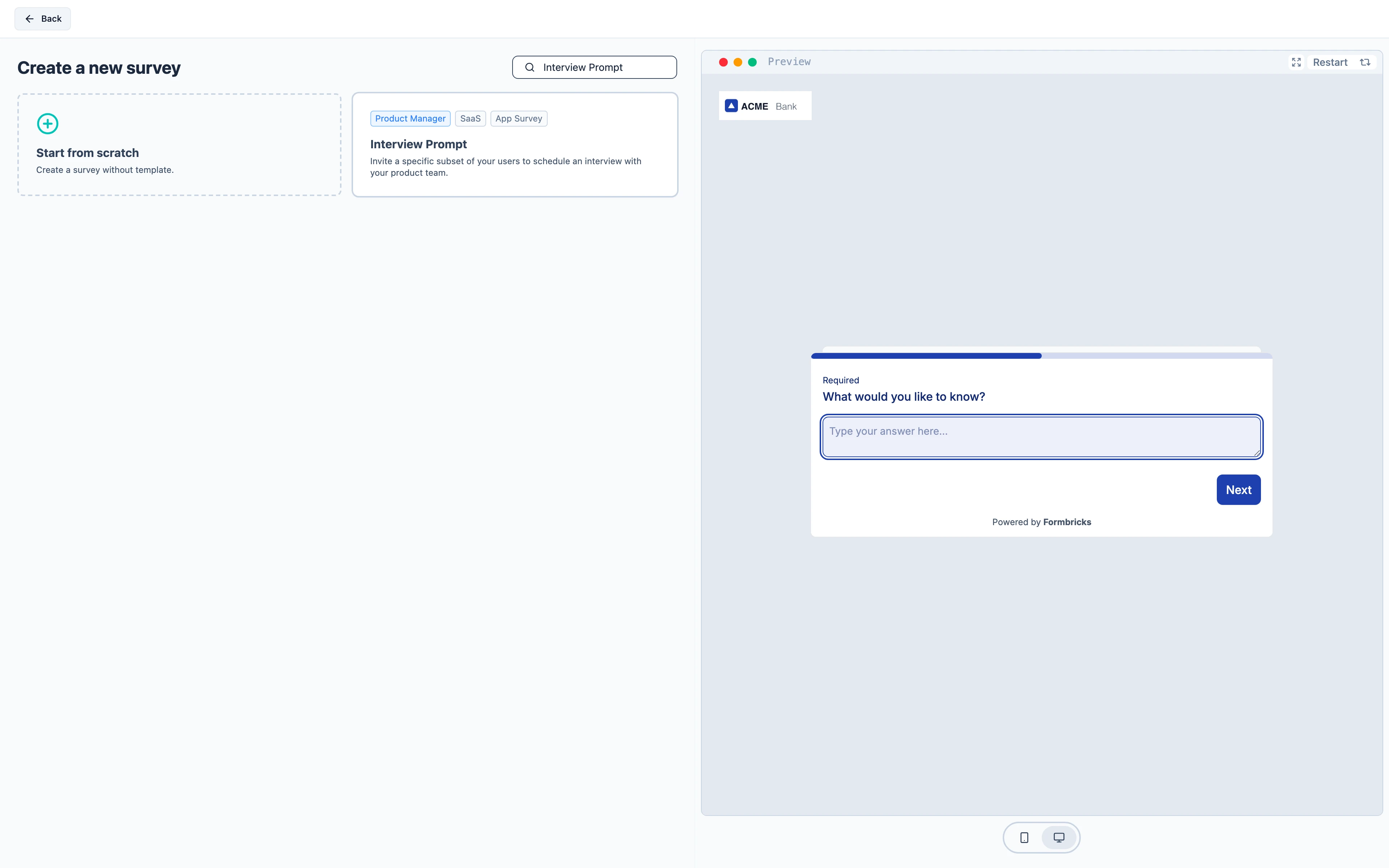 The Interview Prompt template in the template picker
