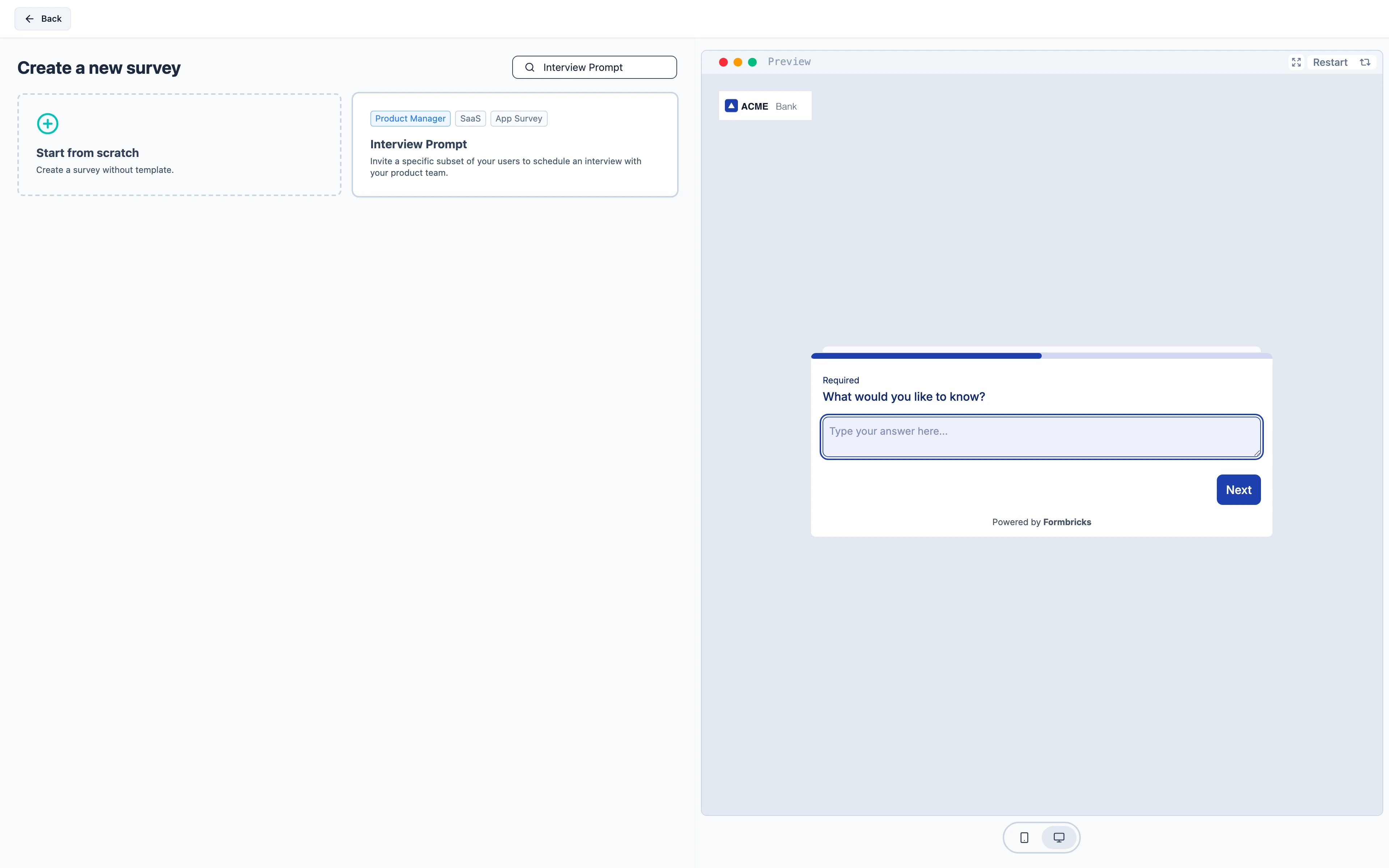 The Interview Prompt template in the template picker