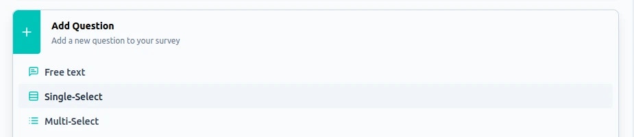 Single Select question configuration