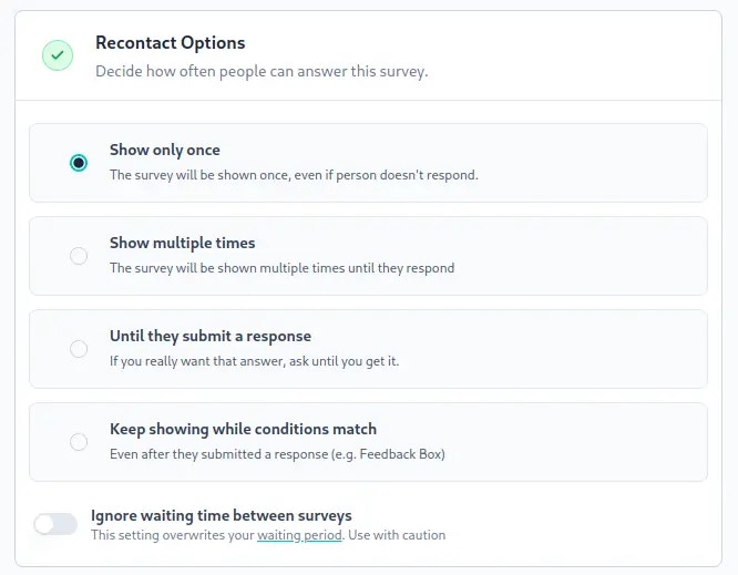 Set recontact options