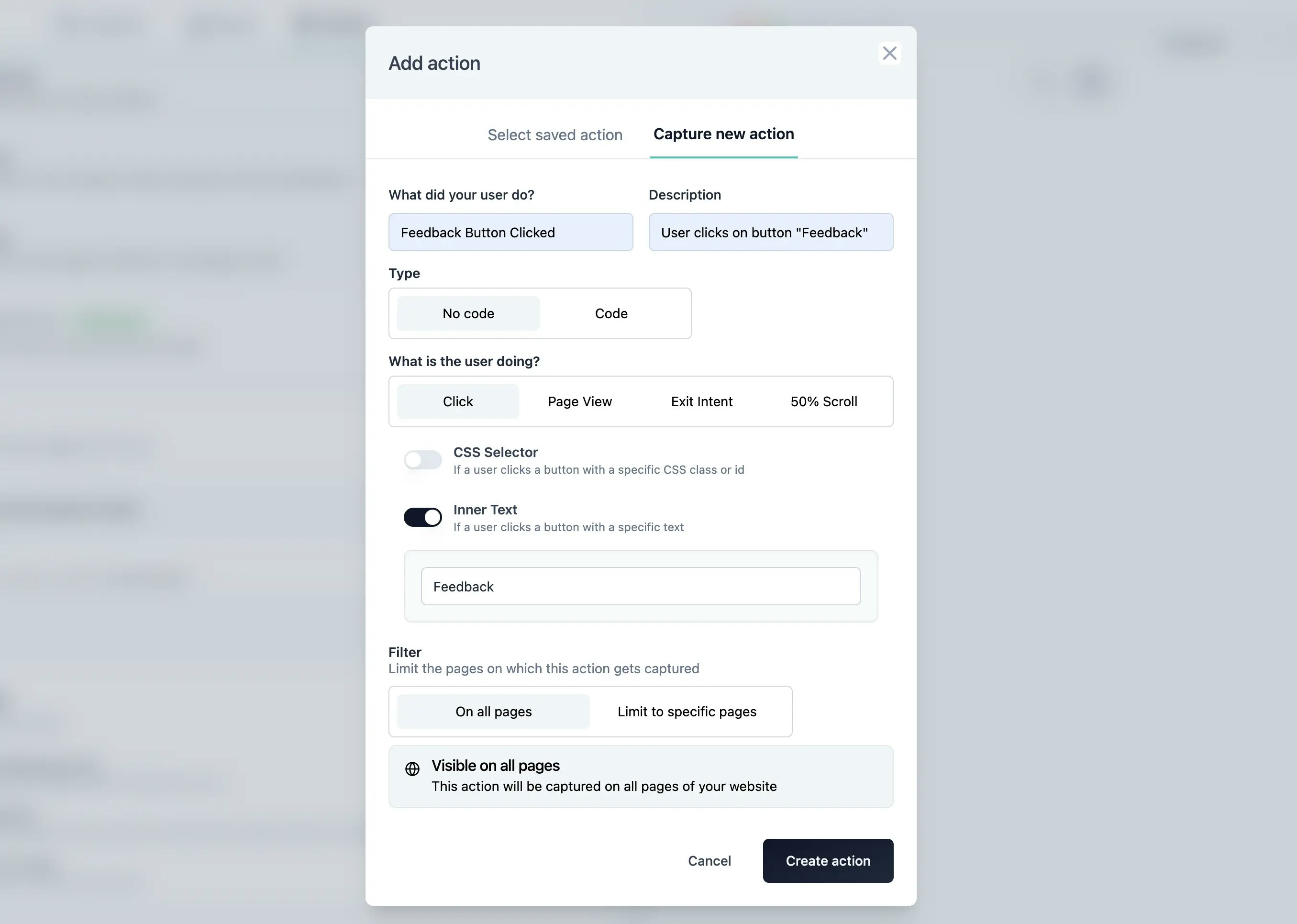 Add HTML action