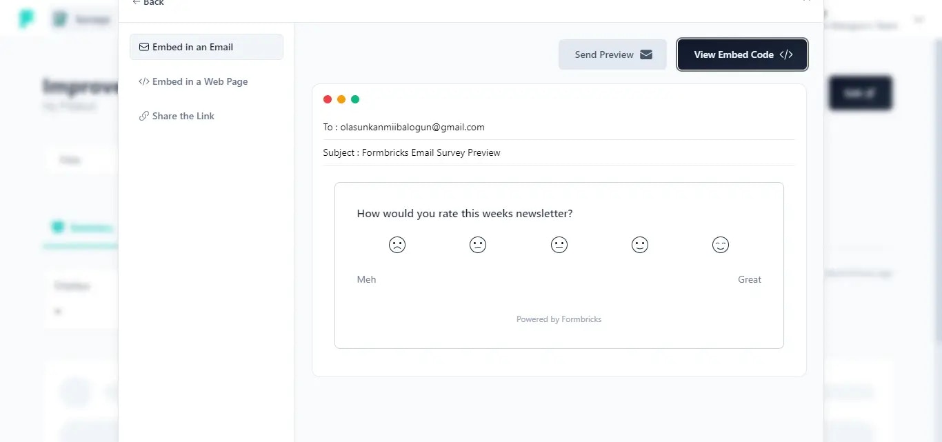 Embed survey code
