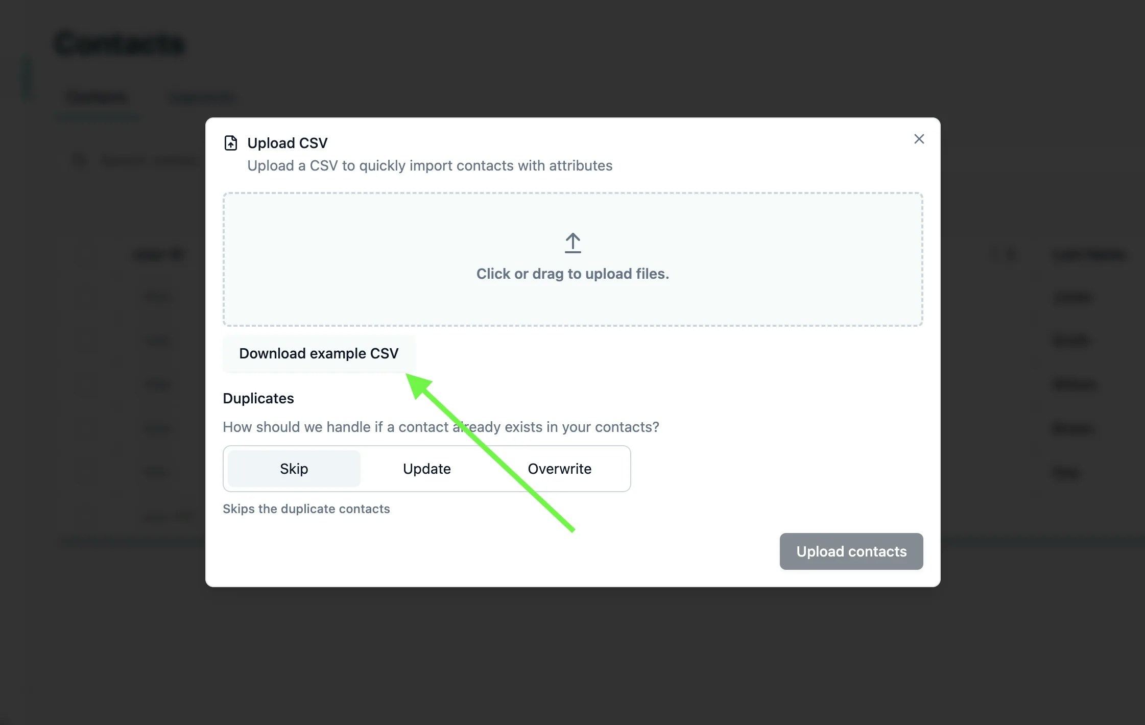 Download example contacts CSV