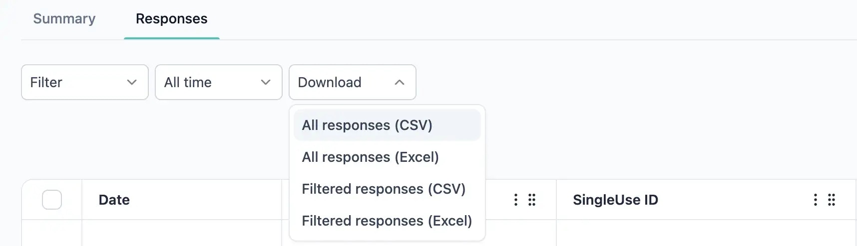 Download responses CSV