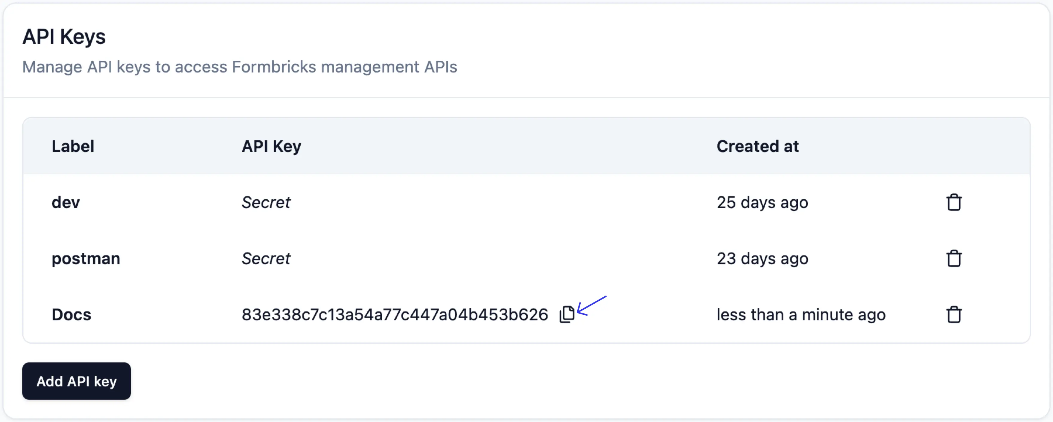 Copy API Key