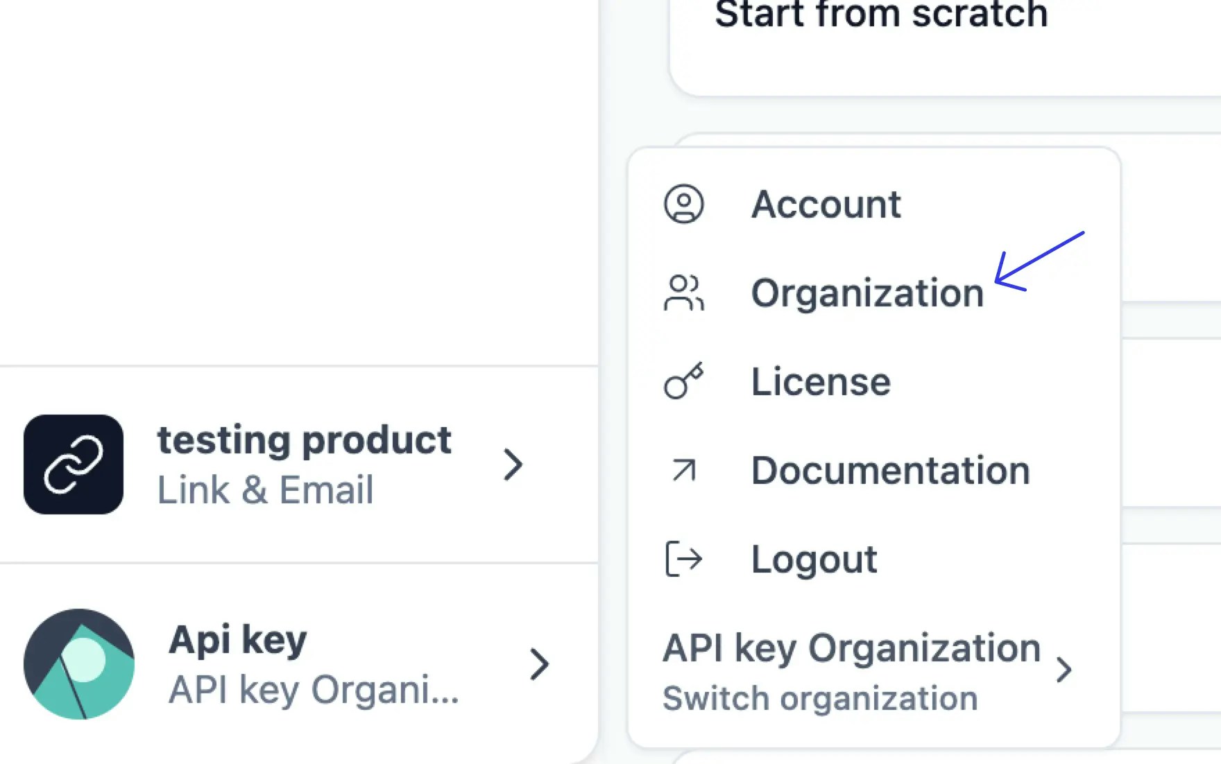 Access organization settings