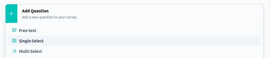 Single Select question configuration