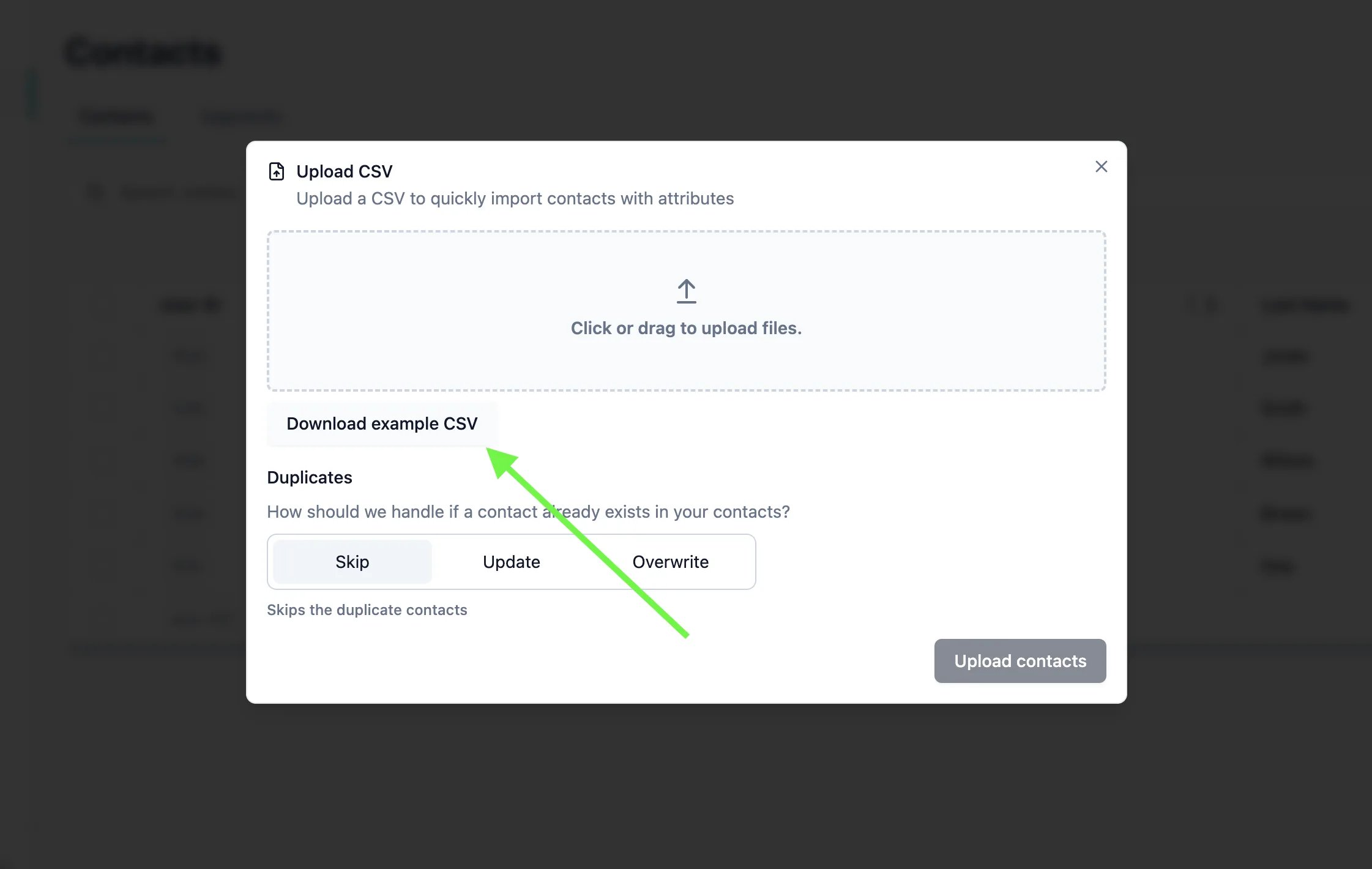 Download example contacts CSV