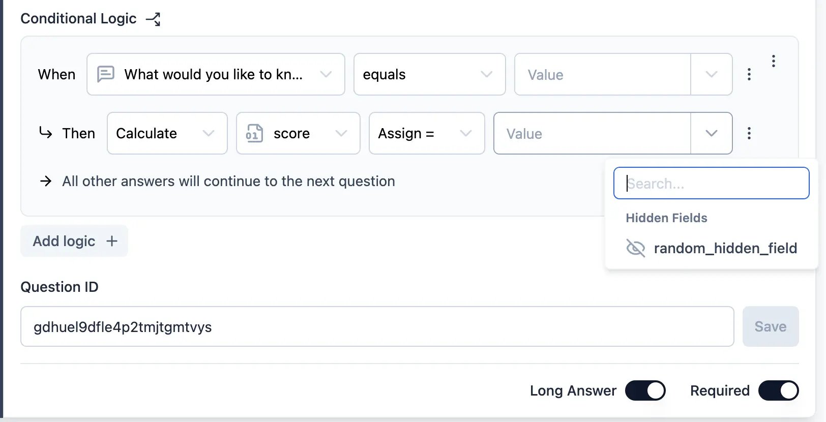 Action Calculate value