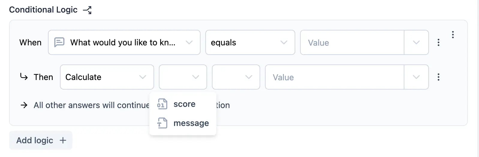 Action Calculate Variables