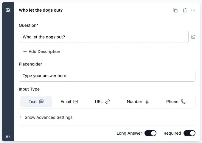 Overview of Free Text question type