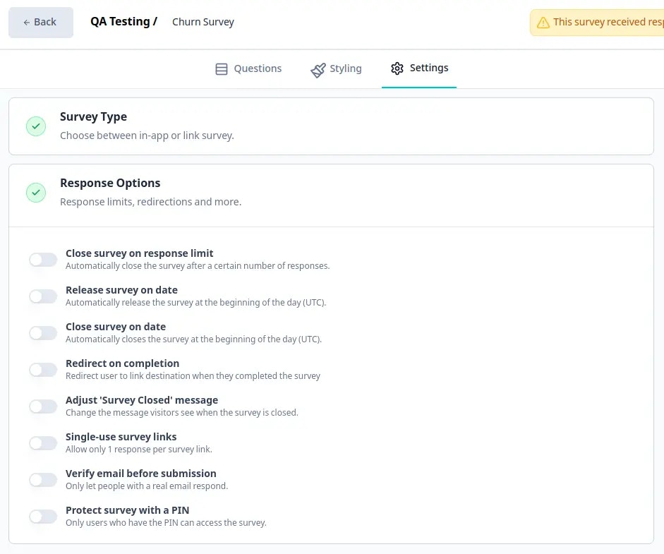 Select Response Options