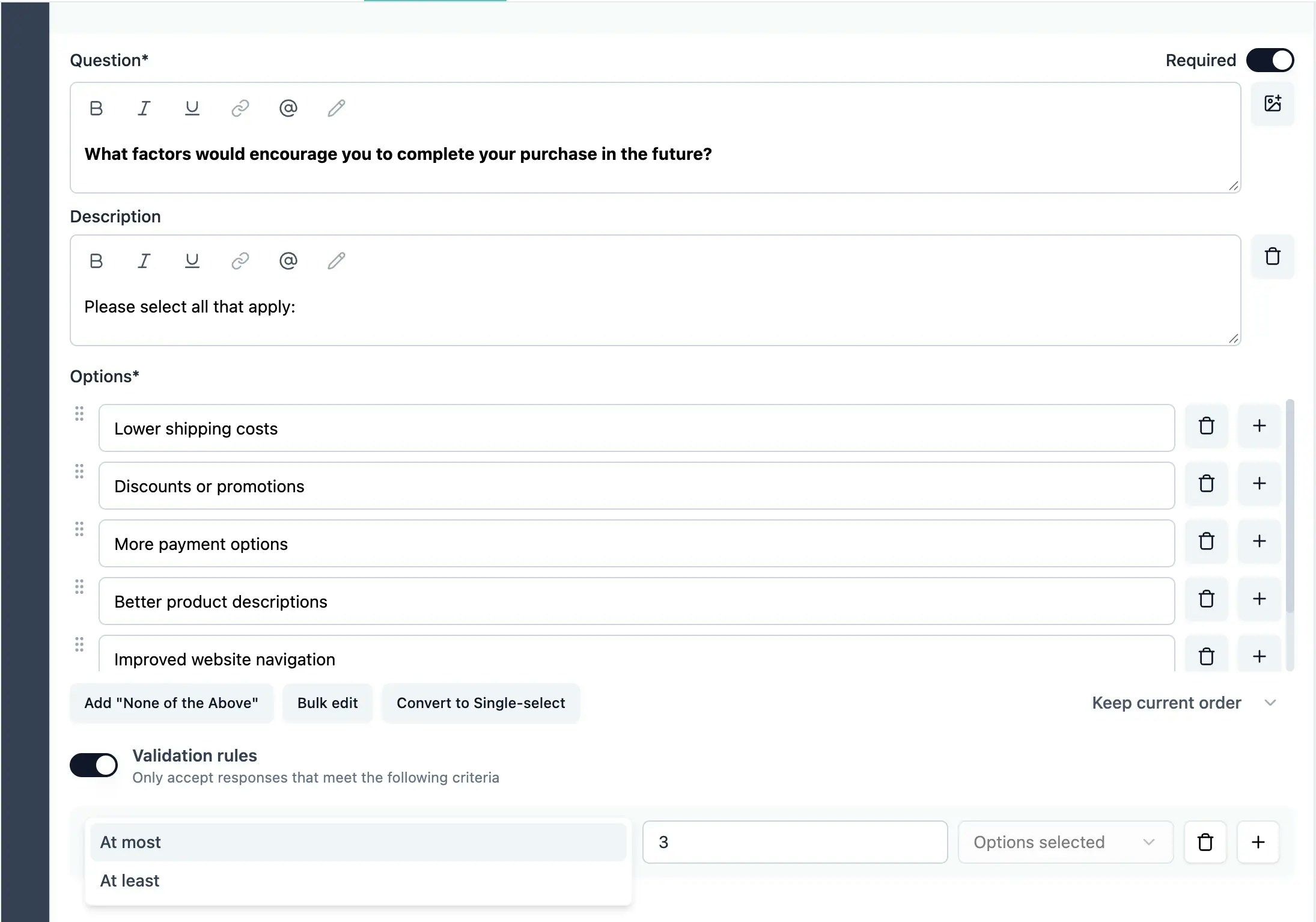 Validation Rules Editor
